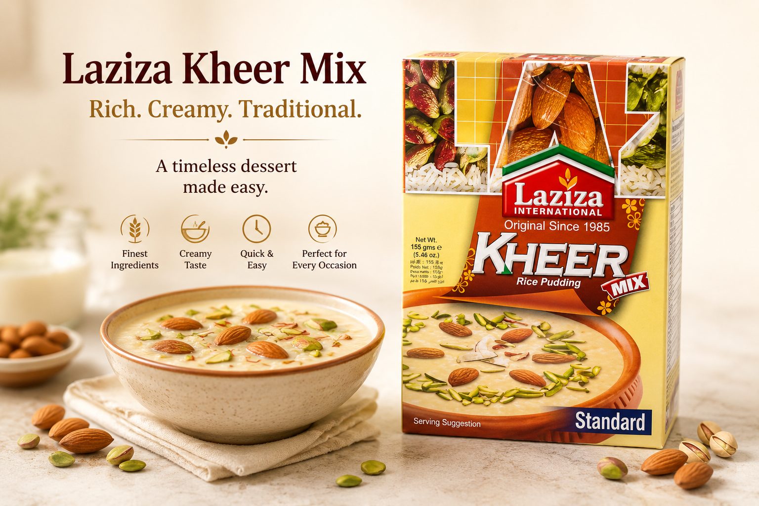 Laziza Kheer Mix – Traditional Rice Pudding Mix 155g
