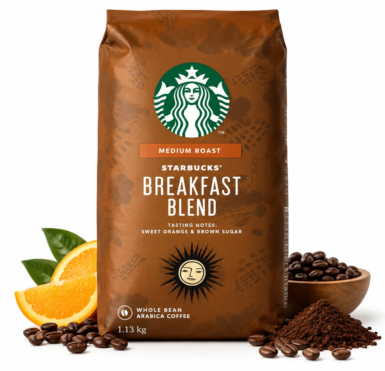 Starbucks Breakfast Blend Medium Roast Whole Bean Coffee 1.13kg