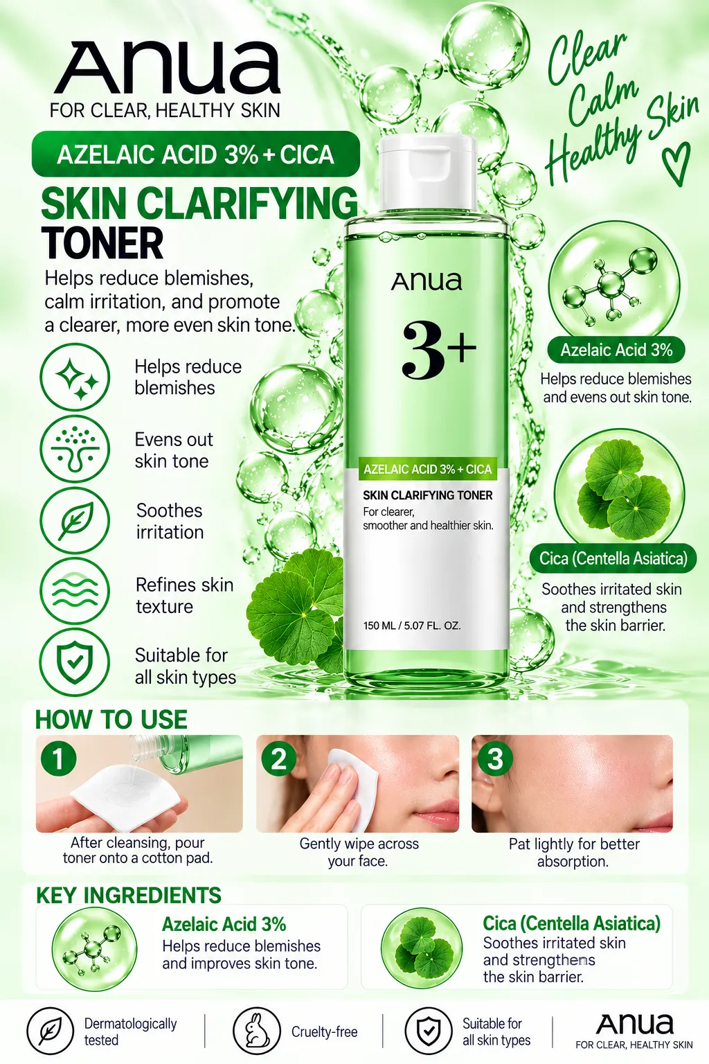 ANUA AZELAIC ACID 3% +CICA TONER