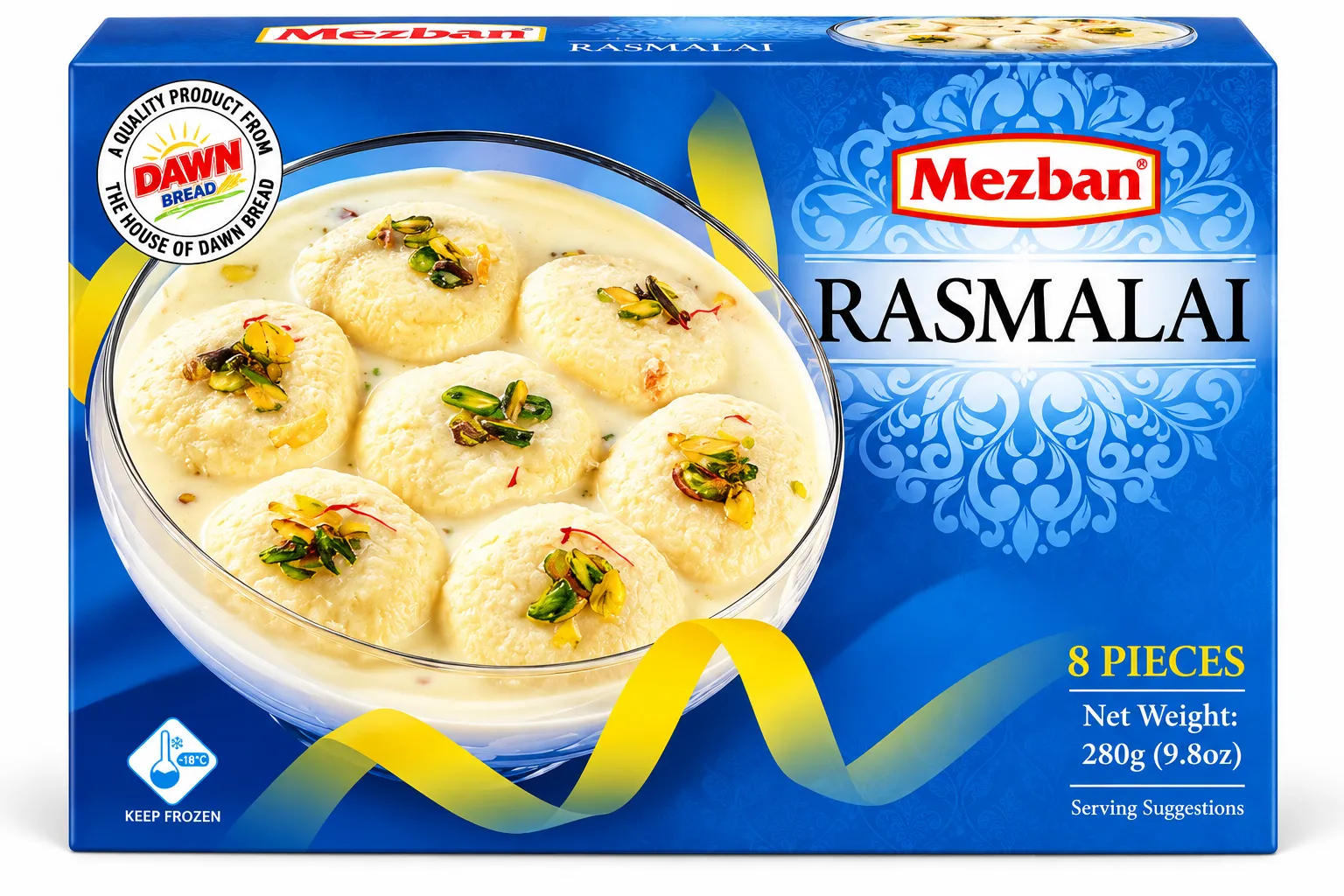 Mezban Rasmalai – Traditional Pakistani Milk Dessert | 280g (8 Pieces) / 1kg (20 Pieces)