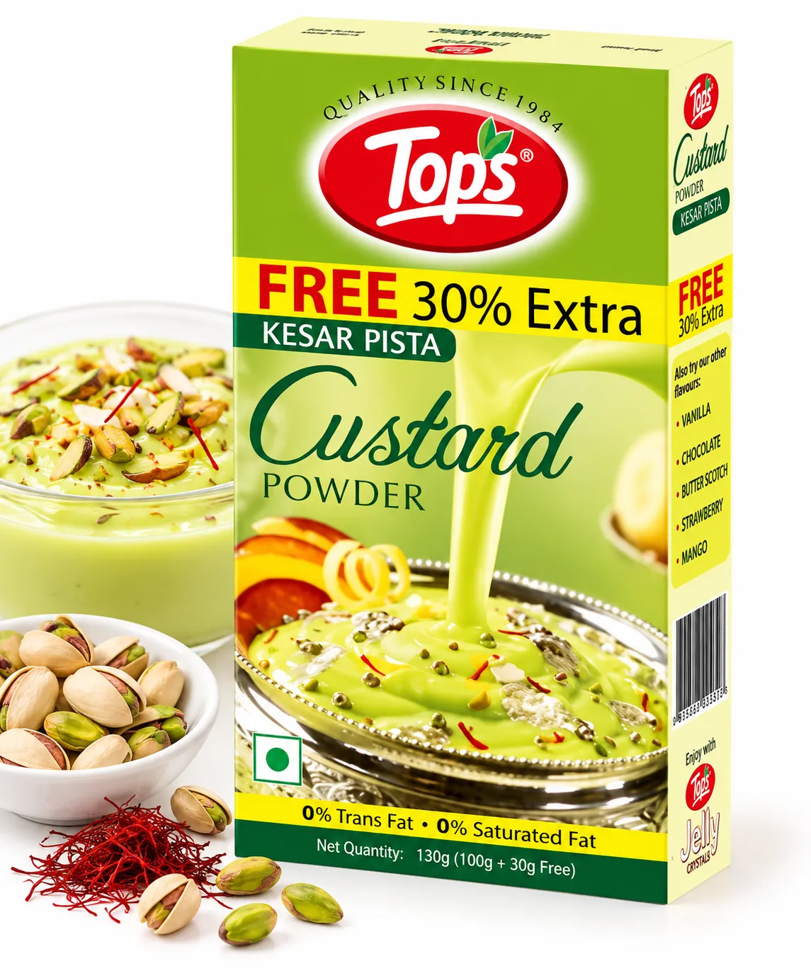 Tops Kesar Pista Custard Powder – 130g