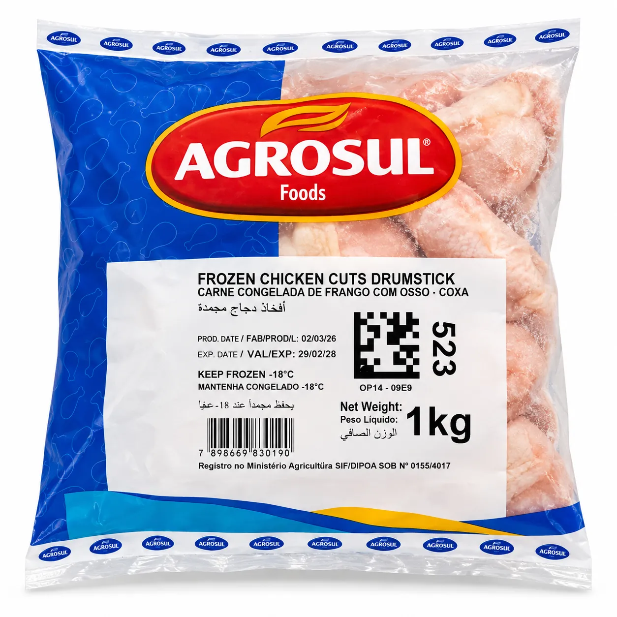 Agrosul Halal Frozen Chicken Drumsticks – 1kg