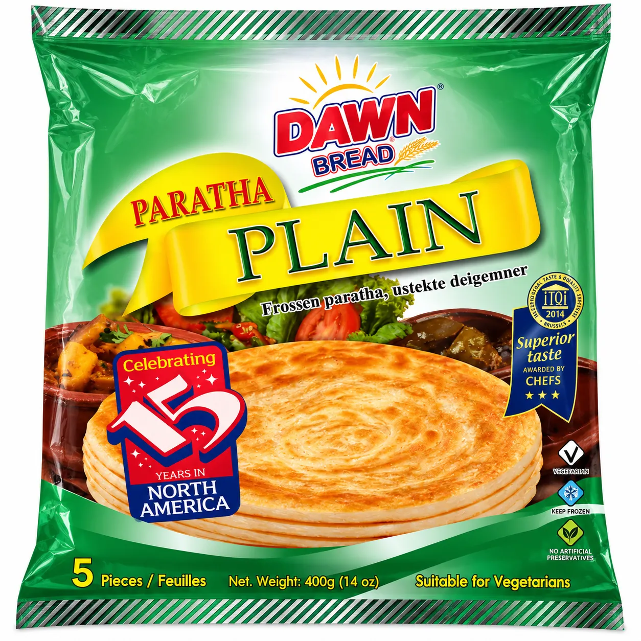 Dawn Bread Plain Paratha – 5 Pieces (400g)