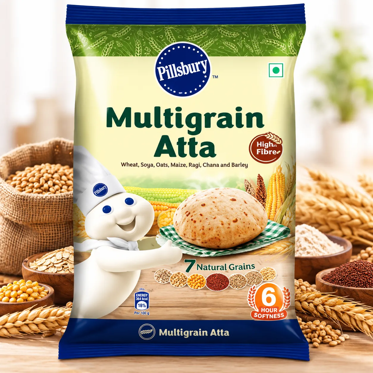 Pillsbury Multigrain Atta – 7 Natural Grains High-Fibre Flour 5kg