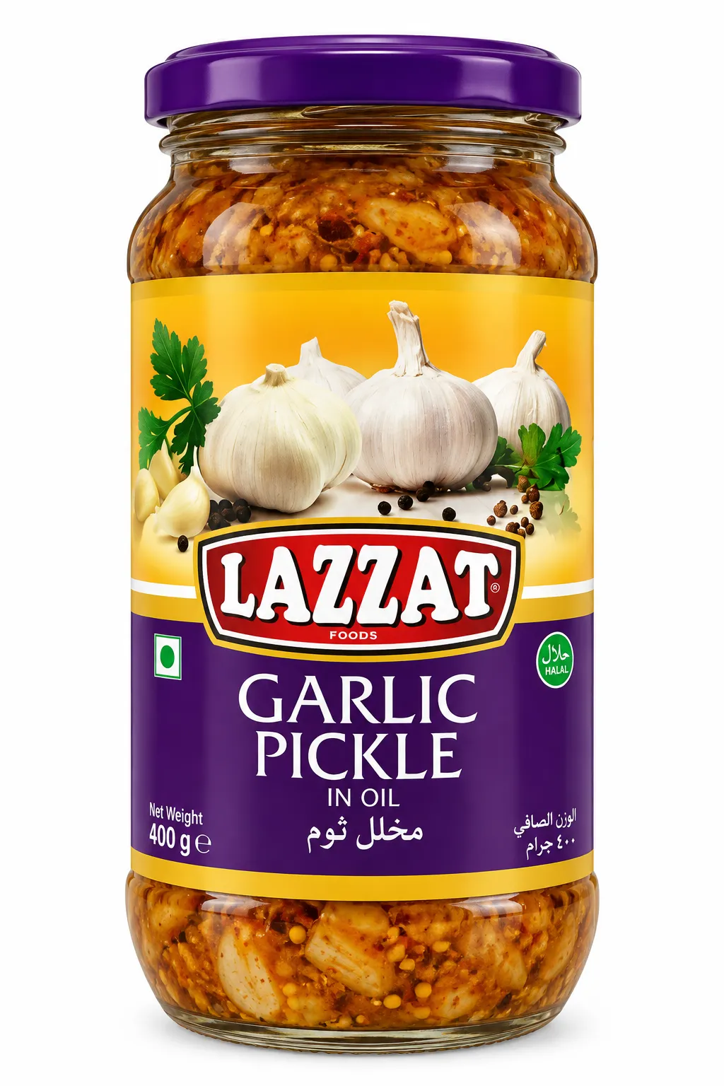 Lazzat Garlic Pickle in Oil – 330g