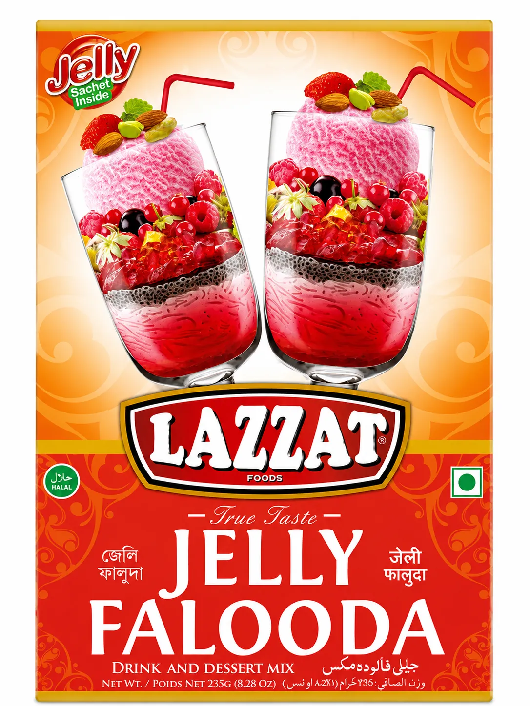 Lazzat Jelly Falooda Drink & Dessert Mix with Jelly – 235g | Halal
